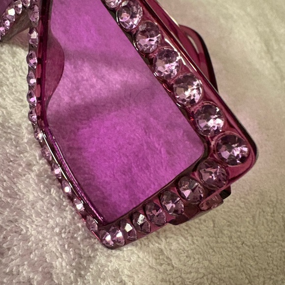 Pink Rhinestone Oversized Sunglasses - Picture 9 of 12